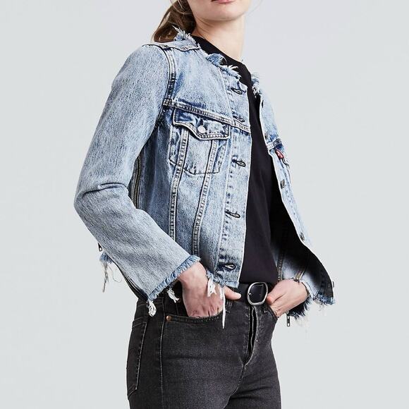 Levi’s MOTO JEAN ALTERED ZIP TRUCKER JACKET XS - Picture 9 of 9